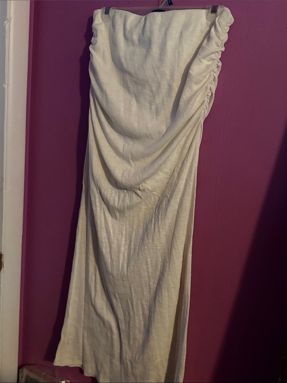 Urban Outfitters Cream Ruched Maxi Skirt